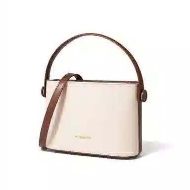 红蜻蜓 简约时尚设计高级感通勤小众通勤包 牛皮拼超细纤维合成革 手提包单肩包斜挎包 中号 女款 米白色/黑色