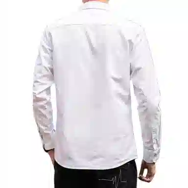 北极绒 纯色修身休闲方领单排扣长袖衬衫 男款