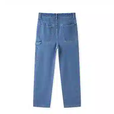 森马 潮流拼接工装长裤宽松直筒裤设计感复古风牛仔裤 男款