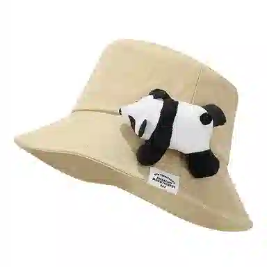 浪莎 卡通可爱熊猫公仔国风设计款文艺学院风小众盆帽 棉 渔夫帽 男女同款情侣款