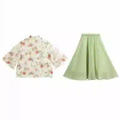 【优雅国风】英氏 七分袖斜襟汉服裙新中式儿童连衣裙 儿童款