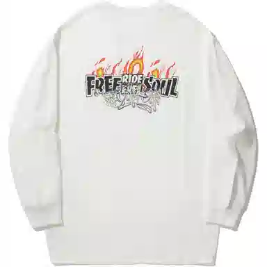 中国李宁 滑板系列 宽松圆领印花卫衣 男女同款 乳白色