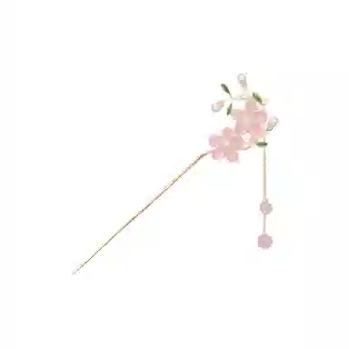 大唐国鼎 桃花朵朵 新中式桃花枝流苏发钗 高级感古风韵味盘发步摇 现代旗袍汉服气质 发簪 女款