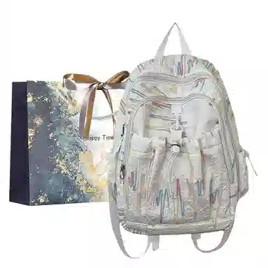 伊曼家 高颜值少女可爱大学生春游 尼龙 双肩包 粉色/白色/黄色/黑色