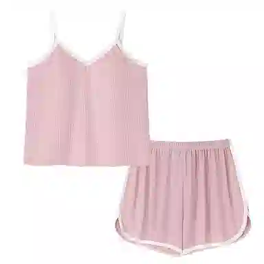 棉购 带胸垫薄款凉感家居服纯欲风无袖上衣三分裤睡衣套装 女款
