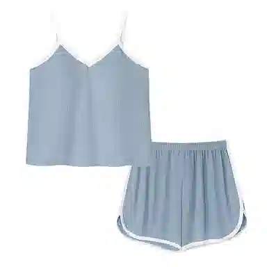 棉购 带胸垫薄款凉感家居服纯欲风无袖上衣三分裤睡衣套装 女款
