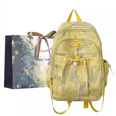 伊曼家 高颜值少女可爱大学生春游 尼龙 双肩包 粉色/白色/黄色/黑色