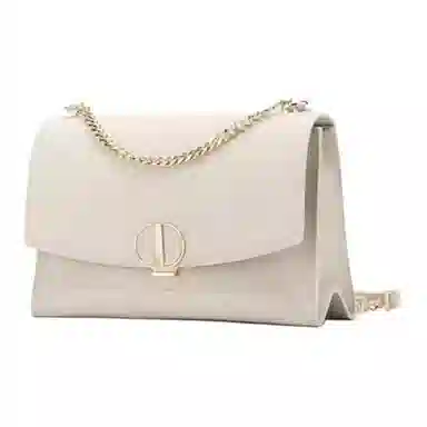 红蜻蜓 优雅时尚锁扣开合 牛皮革 单肩斜挎手提包 小号 女款 米白/蓝色/黑色/灰色