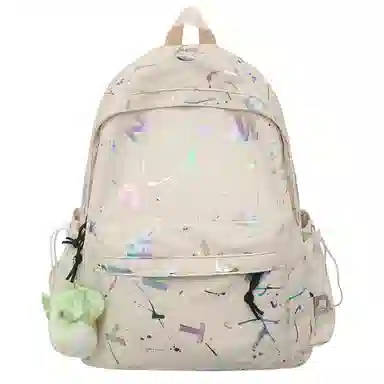 泰克森 日系字母印花 尼龙 背包双肩包 大号 男女同款情侣款 黑色/白色/粉色/绿色