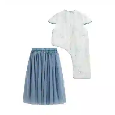 儿童款 【新中式国风】英氏 不规则下摆旗袍网纱半身裙汉服裙装套装