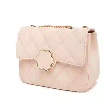 稻草人 经典菱格山茶花设计 翻盖开合大容量 链条包腋下包单肩包 聚氨酯革 斜挎包 常规 女款 灰蓝/淡绿/浅粉色