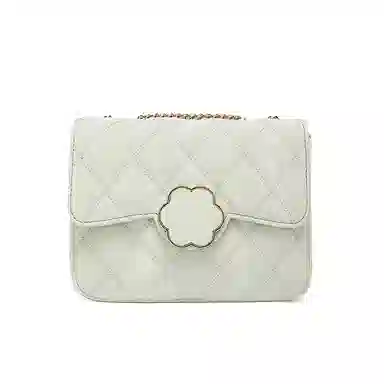 稻草人 经典菱格山茶花设计 翻盖开合大容量 链条包腋下包单肩包 聚氨酯革 斜挎包 常规 女款 灰蓝/淡绿/浅粉色