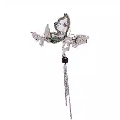 彤彤兔 中式小众水墨蝴蝶鸭嘴夹子气质侧边刘海夹古风配饰 发夹 女款