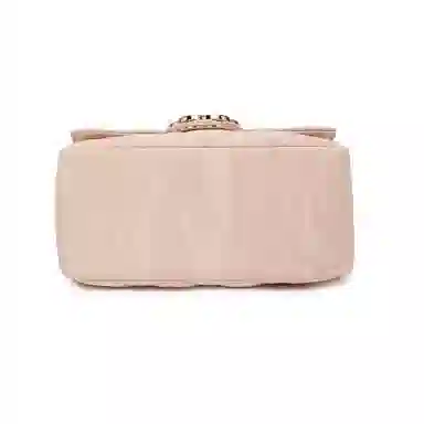 稻草人 经典菱格山茶花设计 翻盖开合大容量 链条包腋下包单肩包 聚氨酯革 斜挎包 常规 女款 灰蓝/淡绿/浅粉色