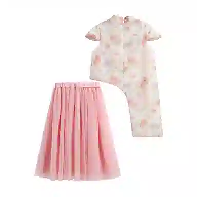 儿童款 【新中式国风】英氏 不规则下摆旗袍网纱半身裙汉服裙装套装