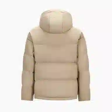 鸭鸭 撞色格子领保暖中长款连帽羽绒服外套 男款