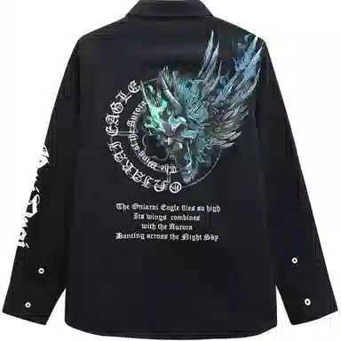 鬼洗 纯棉翻领极光翼印花长袖夹克外套 男款