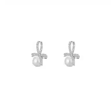 芒果饰品 小众设计法式复古蝴蝶结 铜  锆石 耳环 女款