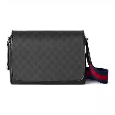 GUCCI Adjustable Strap Magnetic Flap Bag Gray