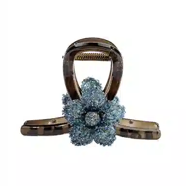 卡铂雅 蓝色花朵休闲设计港风气质复古镶钻极简高级感 发夹 女款