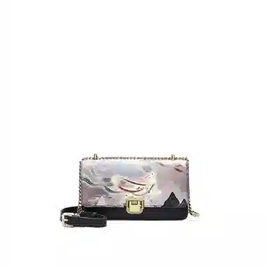 Guixi Flying Nine-Colored Deer Small Leather Shoulder Bag Gray Purple