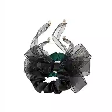 卡铂雅 绿色网纱气质复古镶钻极简高级感休闲时尚潮流设计韩流 发圈 女款