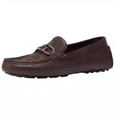 Fendi Leather Slip-On Loafers Brown