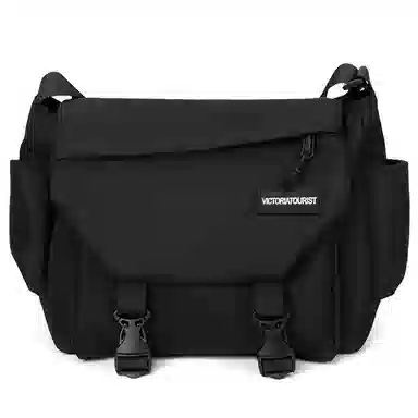 维多利亚旅行者 纯色翻盖开合休闲时尚防泼水 涤纶 邮差包单肩斜挎包 常规 男女同款情侣款 蓝拼白