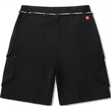 中国李宁 纯色中腰舒适透气百搭宽松直筒休闲短裤 男款 黑色