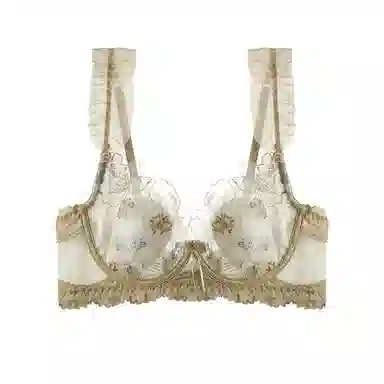 内在密码 夏季薄款显小胸碎花蕾丝法式兔耳软钢圈性感纯欲内衣女款