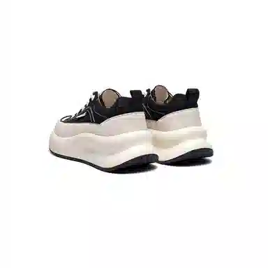 红蜻蜓 牛剖层革织物 学院风青春厚底小白鞋 时尚撞色增高百搭 低帮 休闲鞋 女款