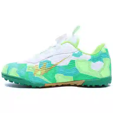 双星 运动舒适抓地 减震防滑耐磨防水透气包裹性支撑轻便回弹 足球鞋 女款 白绿