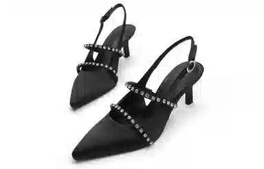 CHARLES&KEITH Textured Rhinestone Sandals 6.3cm