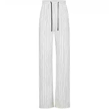 美洋 条纹高腰阔腿休闲裤 女款 米色