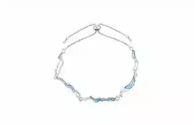 牧言  中性冷淡风简约小众设计高级感 熔岩几何线条不规则蓝色海浪可抽拉手饰 合金 海洋之心手链 男女同款情侣款