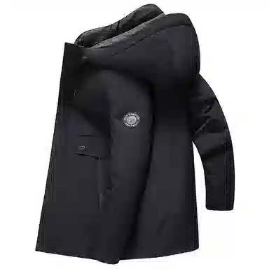 鸭鸭 纯色口袋设计可拆卸内胆羽绒服 男款