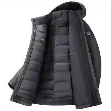 鸭鸭 纯色口袋设计可拆卸内胆羽绒服 男款