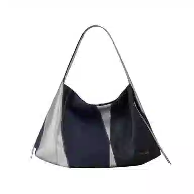 古良吉吉 小众设计师款拼色女包 牛皮 风筝托特包 大容量 女款 牛仔银