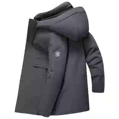 鸭鸭 纯色口袋设计可拆卸内胆羽绒服 男款