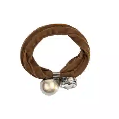 卡铂雅 棕色韩流闲设计港风气质复古镶钻极简高级感 发圈 女款