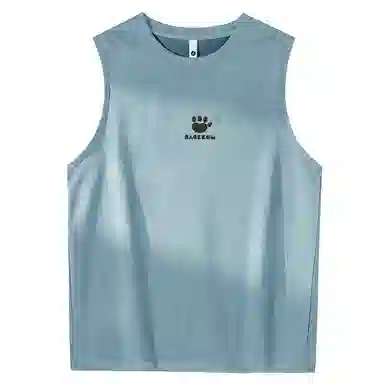 大卫贝肯 手绘艺术字母搞怪小熊印花宽松直筒背心 男女同款