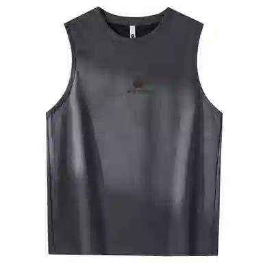 大卫贝肯 手绘艺术字母搞怪小熊印花宽松直筒背心 男女同款