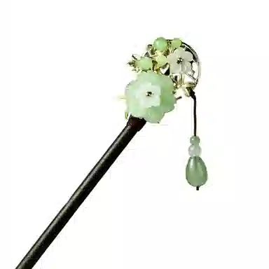 妖娆猫 国潮少女甜美桃花手工复古簪子 高级感头饰现代简约汉服旗袍配饰发钗古风步摇流苏木质 发簪 女款