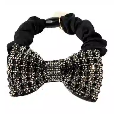 卡铂雅 黑色钻石休闲设计港风气质复古镶钻极简高级感 发圈 女款