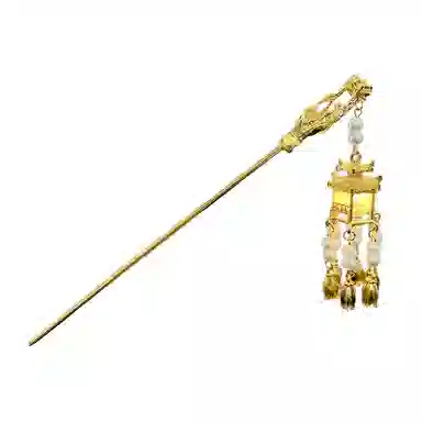 水中玉 会发光的流苏灯笼簪子古风发髻盘发发饰汉服头饰 发簪 女款