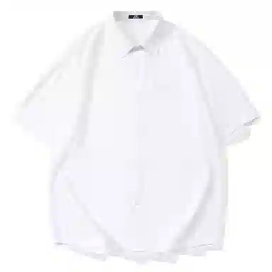 三体 水滴末日之战系列 简约休闲字母印花纯色翻领开衫美式复古宽松高街潮牌时尚百搭舒适学生多巴胺薄短袖衬衫 男女同款