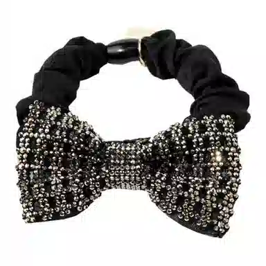 卡铂雅 黑色钻石休闲设计港风气质复古镶钻极简高级感 发圈 女款