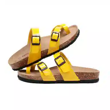 果洛菲 软木凉拖夹脚舒适百搭夏季亮面外穿平底套趾人字拖鞋 男女同款