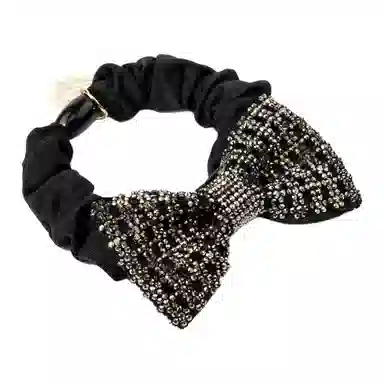 卡铂雅 黑色钻石休闲设计港风气质复古镶钻极简高级感 发圈 女款