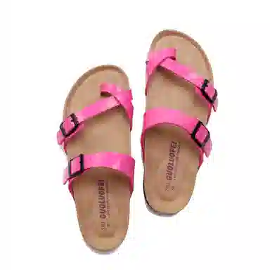 果洛菲 软木凉拖夹脚舒适百搭夏季亮面外穿平底套趾人字拖鞋 男女同款